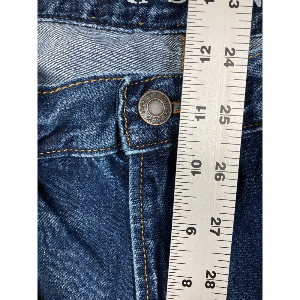 Lands' End Jeans Mens 37x27 Blue Straight Traditional Fit Elastic Stretch‎ Waist